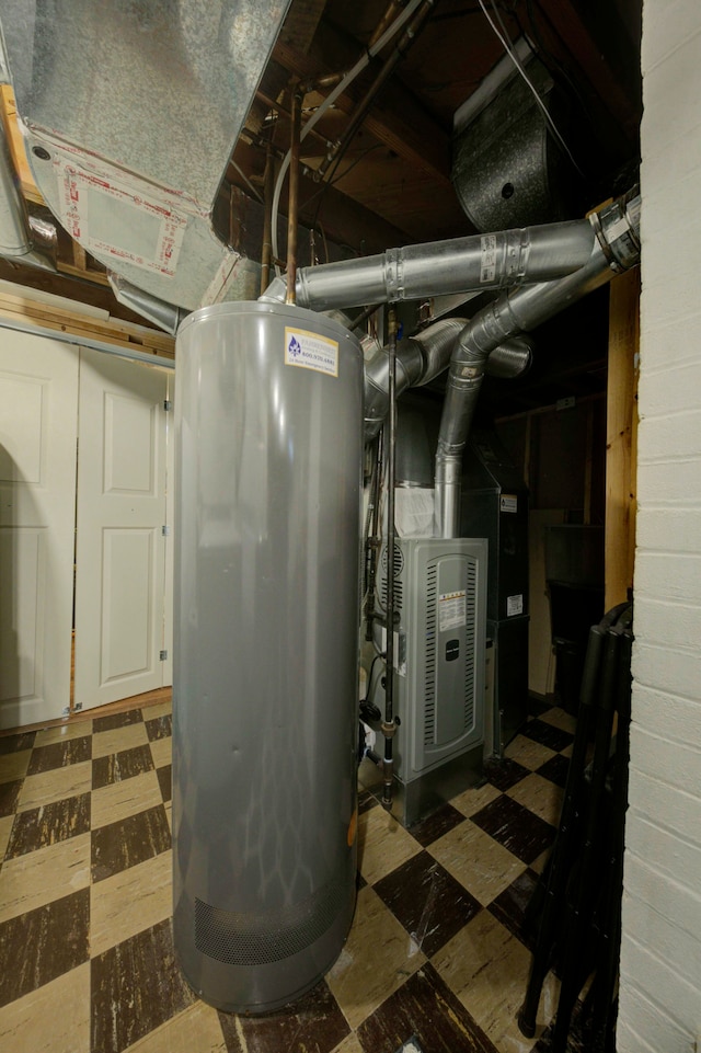 utility room with gas water heater