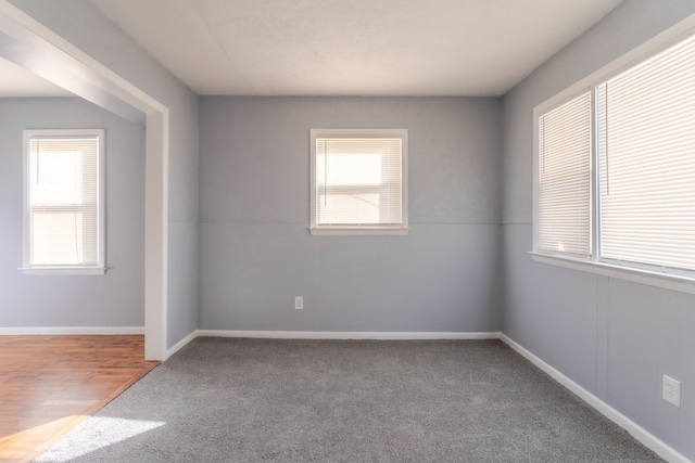 carpeted spare room featuring plenty of natural light