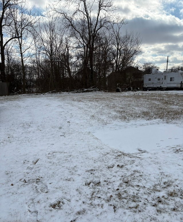 view of yard covered in snow