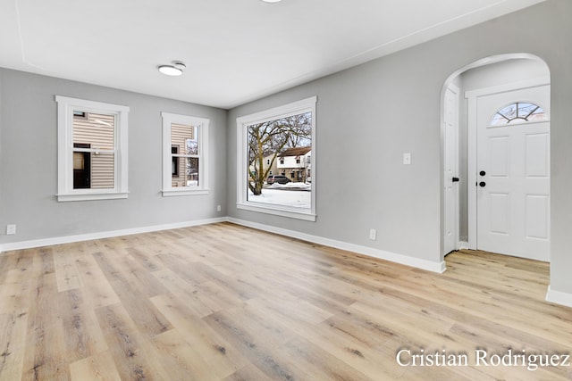 entrance foyer with light wood-type flooring