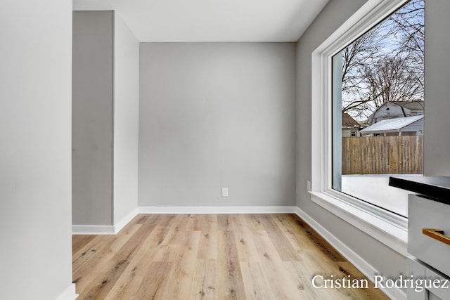 unfurnished room featuring plenty of natural light and light hardwood / wood-style floors