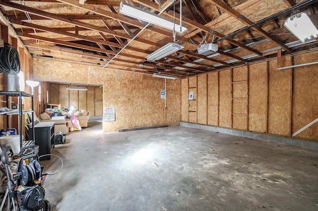 garage with a garage door opener