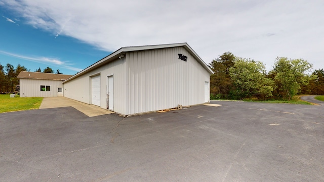 exterior space with an outbuilding