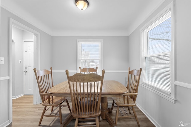 dining area featuring light hardwood / wood-style floors