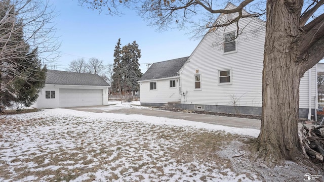 view of snow covered property