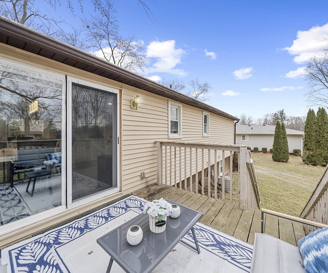 wooden deck with central AC