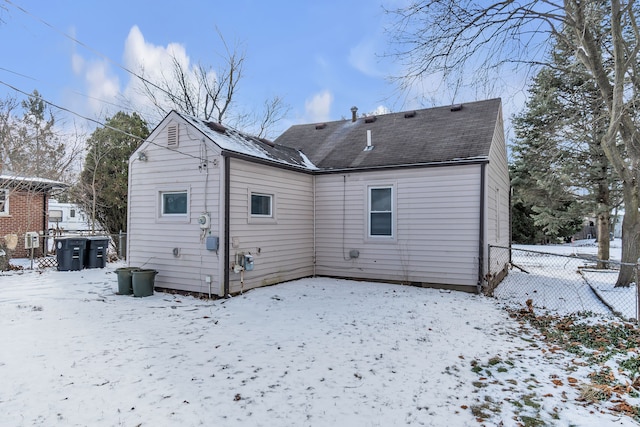 view of snow covered property