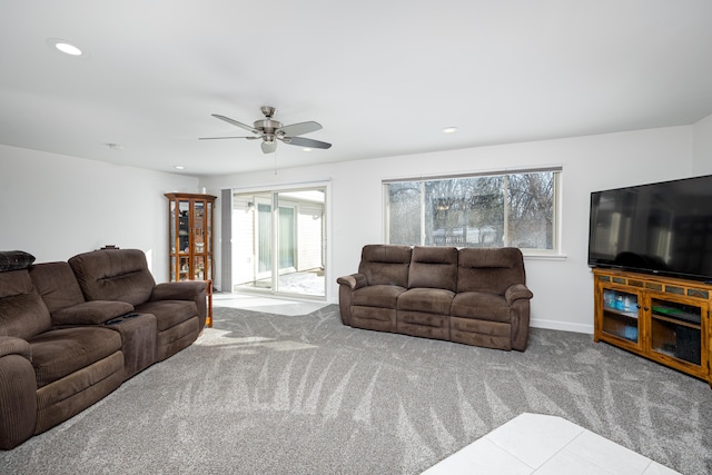 7500 Dexter Pinckney Rd, Dexter, MI 48130 - carpeted living room with ceiling fan