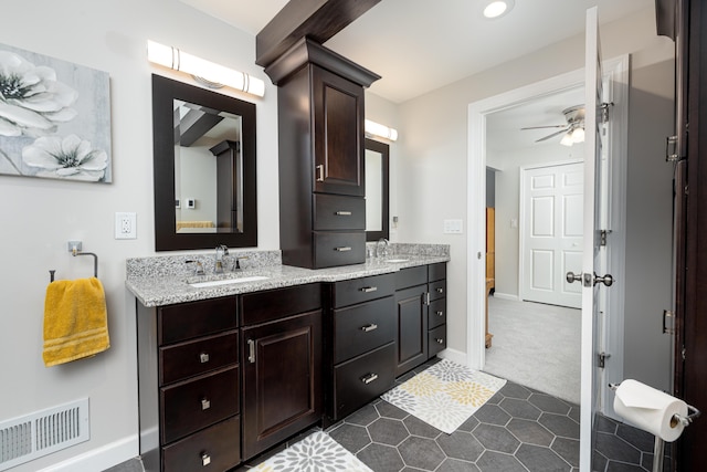 7500 Dexter Pinckney Rd, Dexter, MI 48130 - bathroom with vanity and ceiling fan