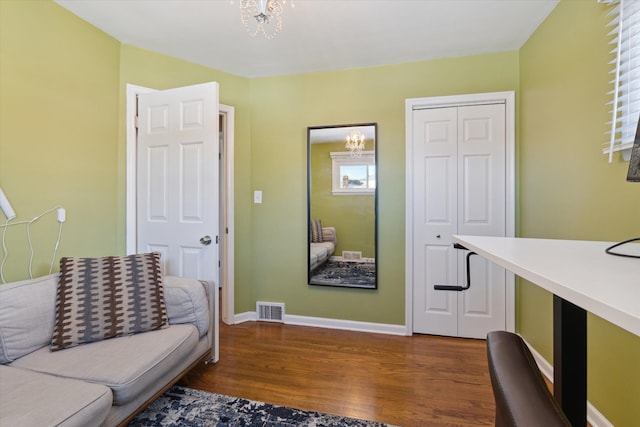 living room featuring dark hardwood / wood-style flooring