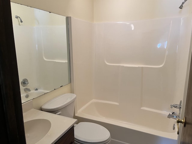 full bathroom featuring vanity, toilet, and shower / bath combination