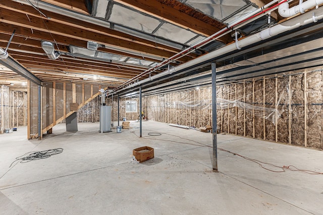 basement with water heater