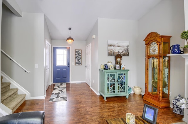 foyer with dark wood-type flooring