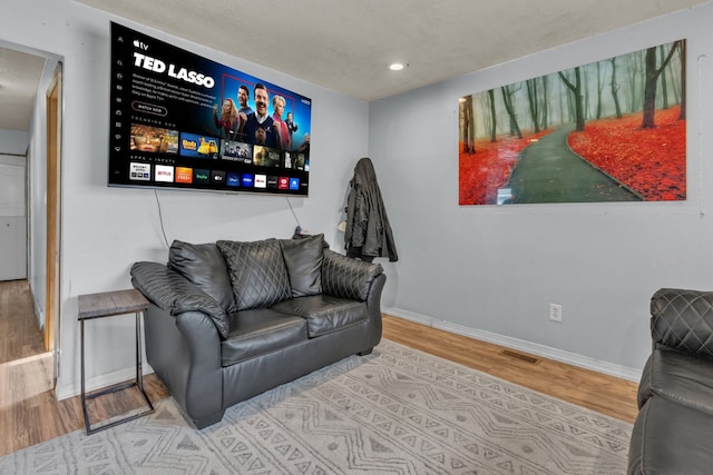 living room with light wood-type flooring