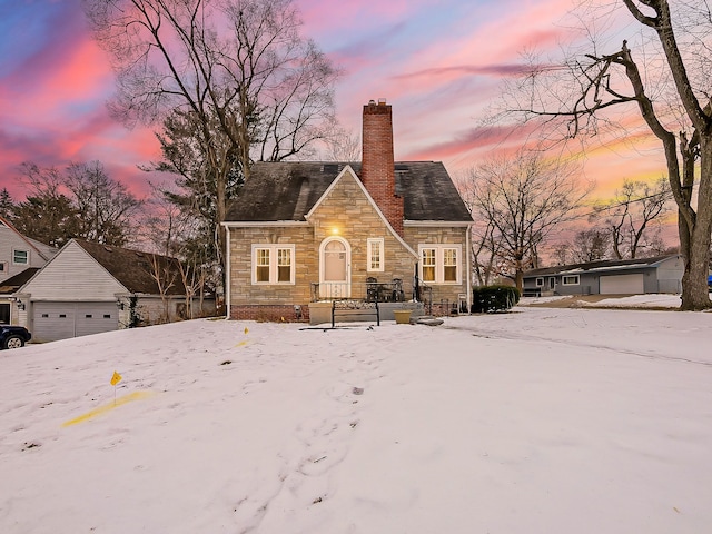 view of front of home with a garage