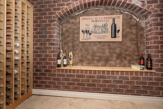 wine room with brick wall