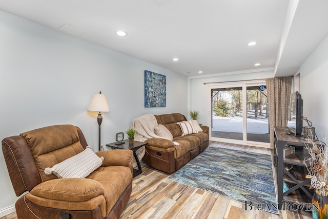 living room with light wood-type flooring