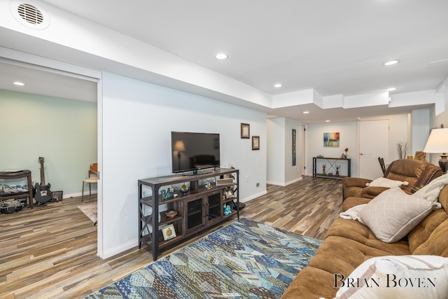 living room featuring wood-type flooring