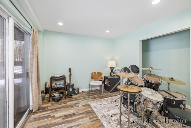 living area featuring hardwood / wood-style flooring