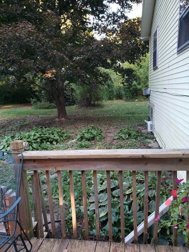 view of yard featuring a wooden deck