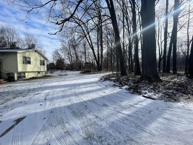 view of yard covered in snow