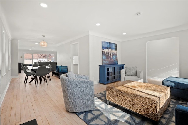 living room featuring light wood-type flooring