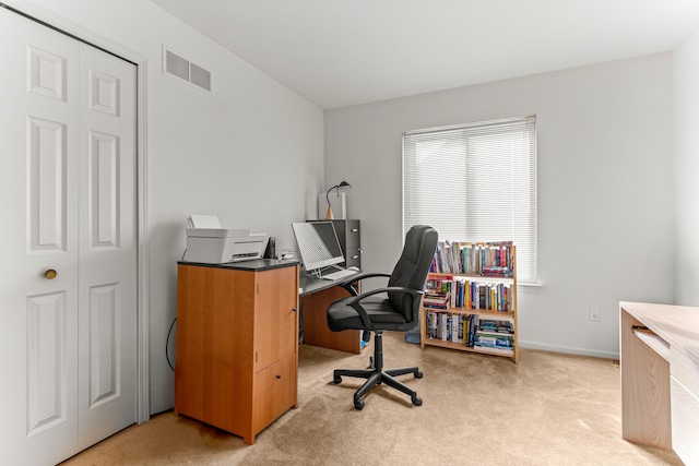 view of carpeted office space