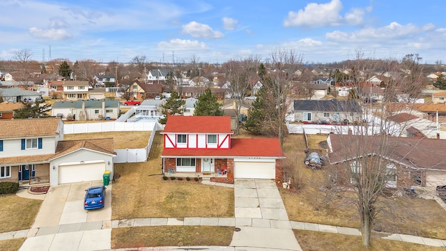 aerial view with a residential view