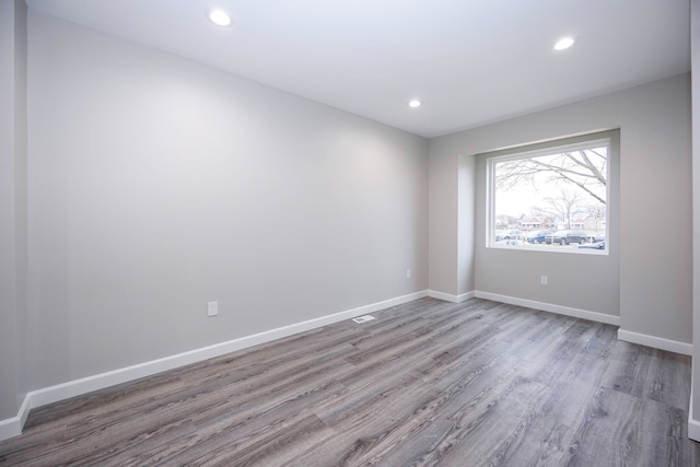 spare room featuring wood-type flooring