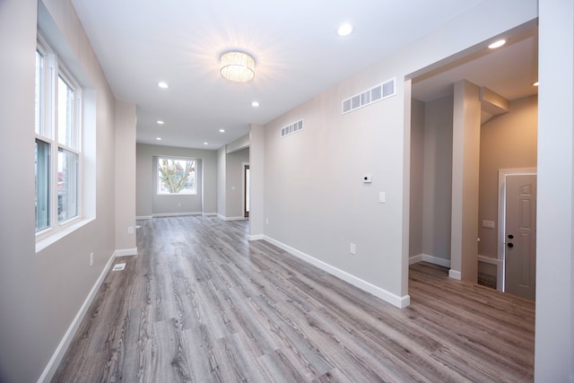 empty room with light wood-type flooring