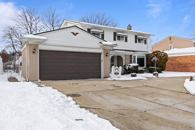 view of front property with a garage