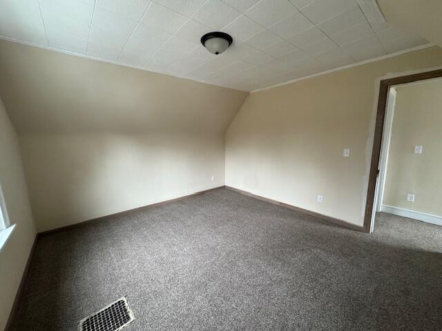 bonus room featuring lofted ceiling and carpet