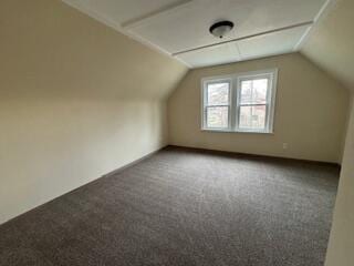 additional living space with lofted ceiling and carpet