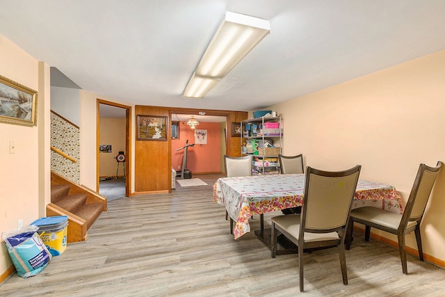 dining area with light wood-type flooring