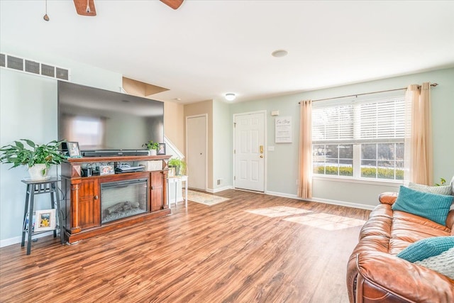 living room featuring light hardwood / wood-style floors