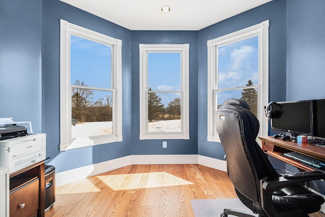 office with light hardwood / wood-style flooring