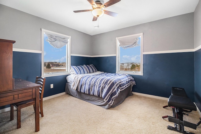 bedroom with carpet floors and ceiling fan