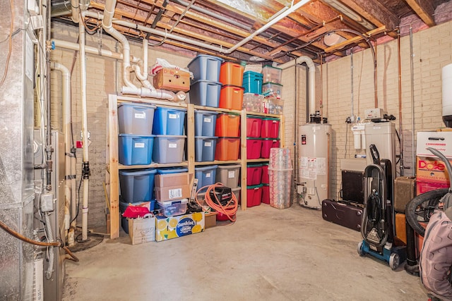 storage room with gas water heater