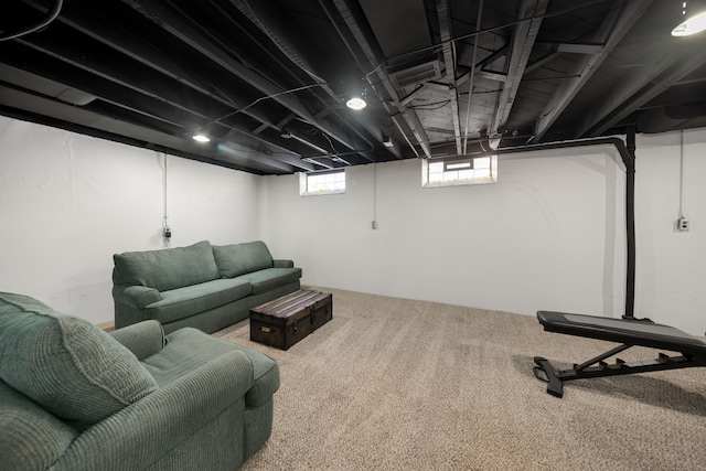 living room featuring carpet flooring