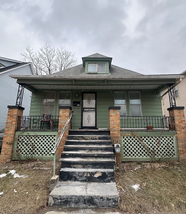 bungalow-style house featuring a porch