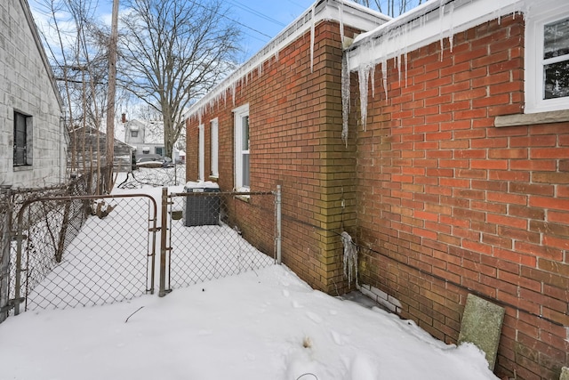 view of snow covered exterior