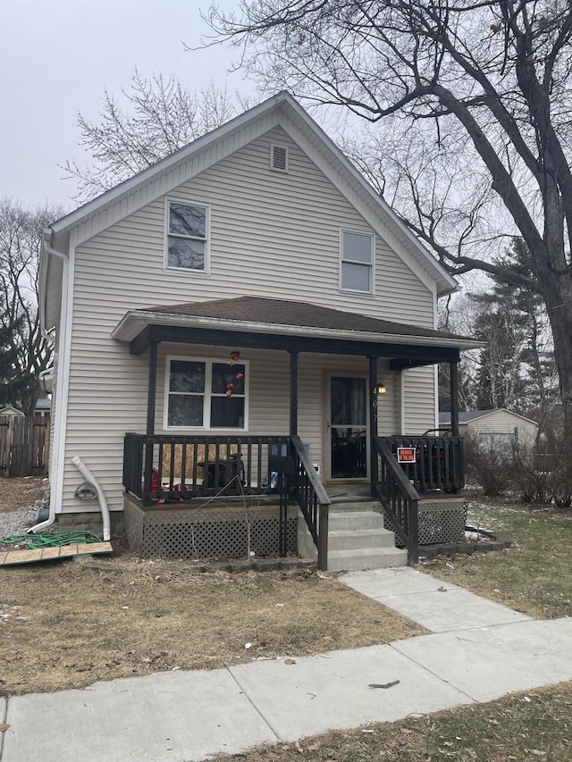 view of front facade featuring covered porch