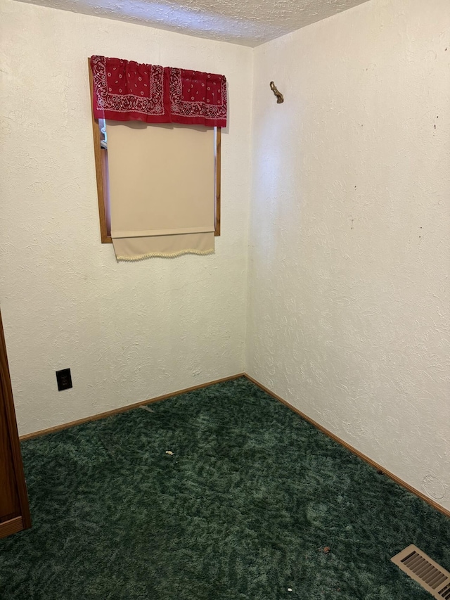 unfurnished room featuring carpet floors and a textured ceiling