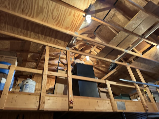 view of unfinished attic