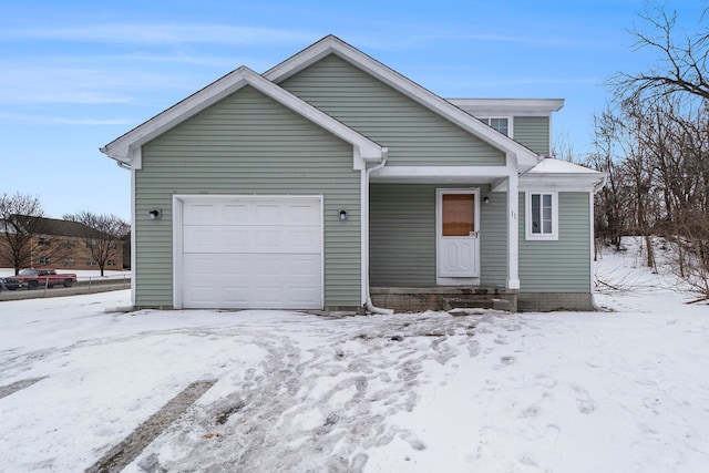 view of front facade featuring an attached garage