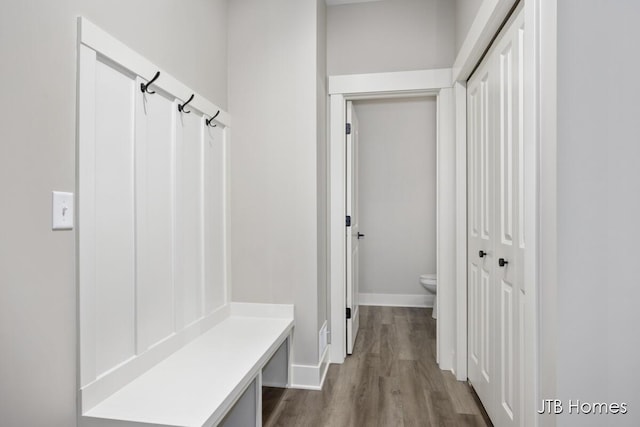 mudroom with hardwood / wood-style floors