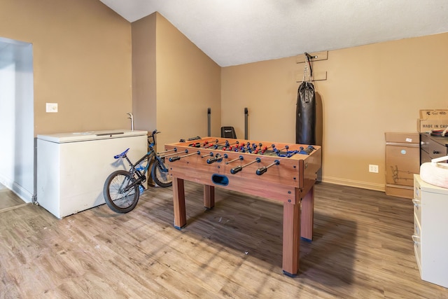 playroom featuring light hardwood / wood-style floors