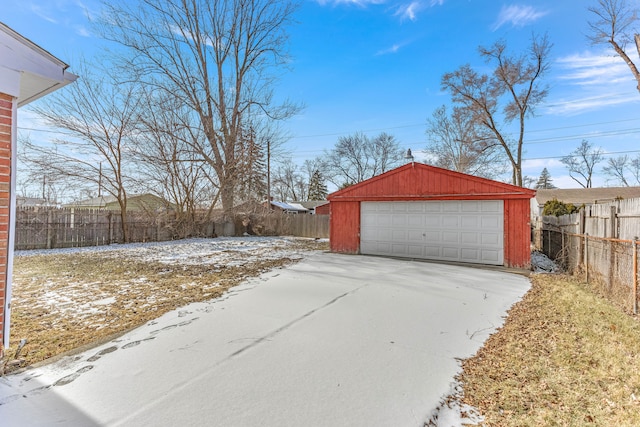 view of snow covered garage