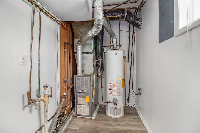 utilities featuring electric panel and gas water heater