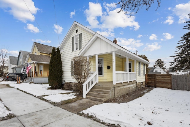 view of front of home featuring covered porch